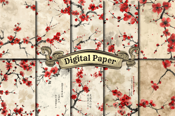 Download Cherry Blossoms Scrapbook Digital Paper - Scrapbook digital paper Collection