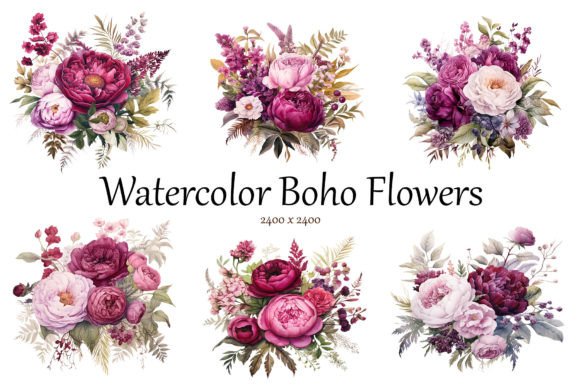 Download Watercolor Boho Flowers - Flower Collection