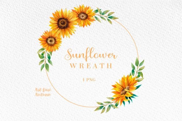 Download Watercolor Sunflower Wreath Png - Flower Collection