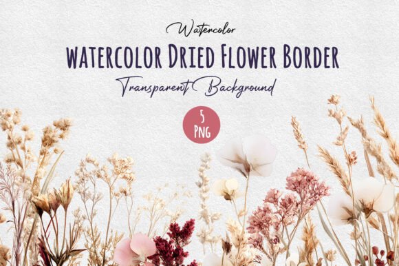 Download Watercolor Seamless Dried Flower Border - Flower Collection