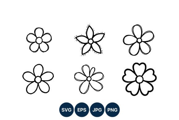 Download Hand Drawn Flower Doodles Six Petal - Flower Collection