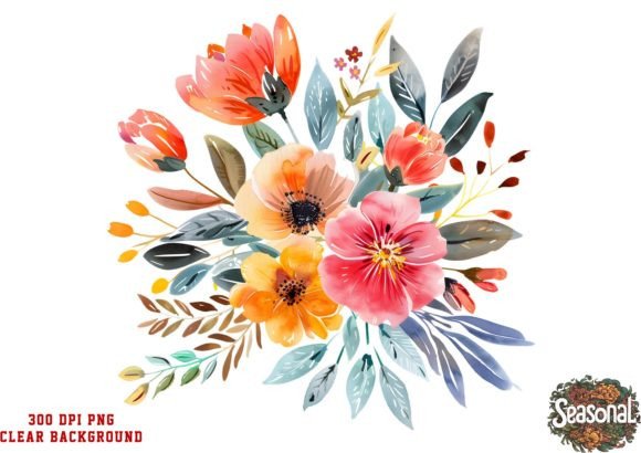 Download Boho Flowers Bouquet Watercolor Clipart - Flower Collection