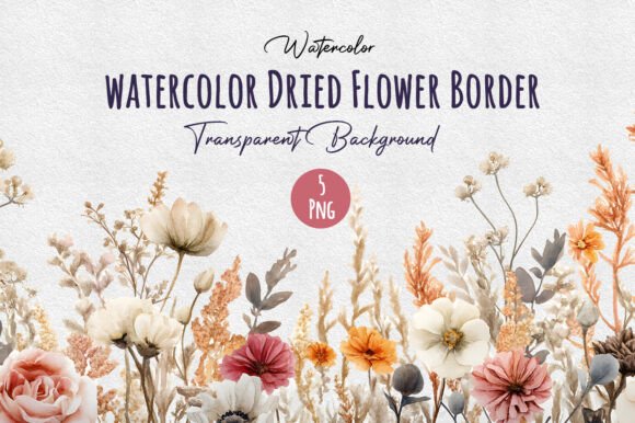 Download Watercolor Seamless Dried Flower Border - Flower Collection