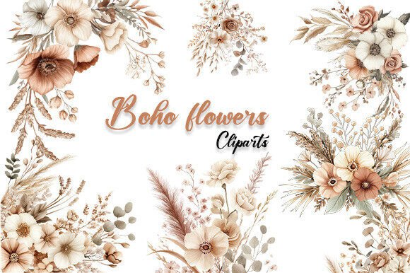 Download Boho Flowers Clipart - Flower Collection