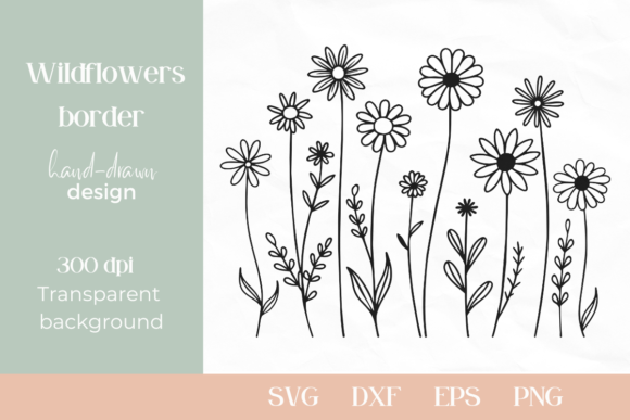 Download Minimalist Wild Flower Border SVG - Flower Collection
