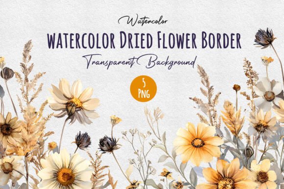 Download Watercolor Seamless Dried Flower Border - Flower Collection