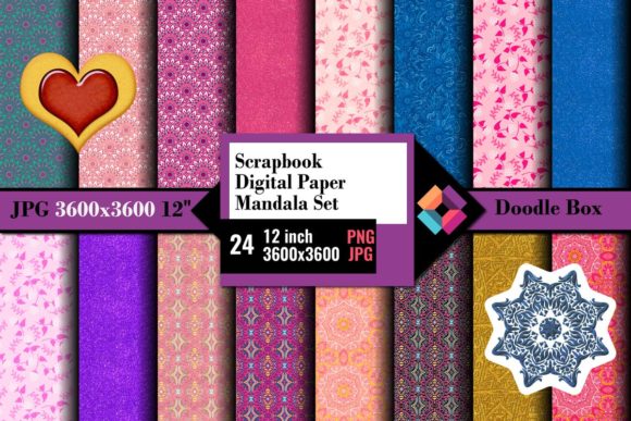 Download Scrapbook Digital Paper Mandala Set - Scrapbook digital paper Collection