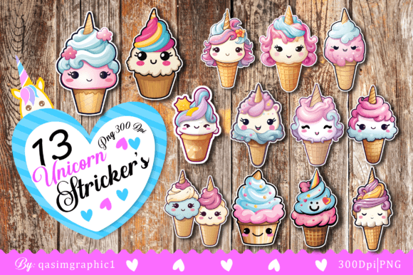 Download Cute Unicorn Ice Cream Printable Sticker - Ice cream Collection
