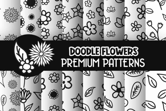 Download Black and White Doodle Flowers Patterns - Flower Collection