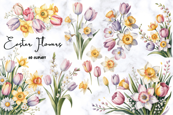Download Easter Flowers Watercolor Clipart - Flower Collection