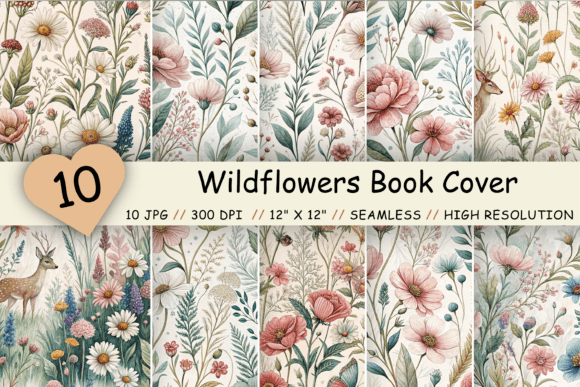 Download Wildflowers Seamless Book Cover Pattern - Flower Collection