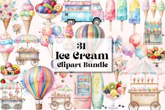 Download Watercolor Ice Cream Clipart - Ice cream Collection