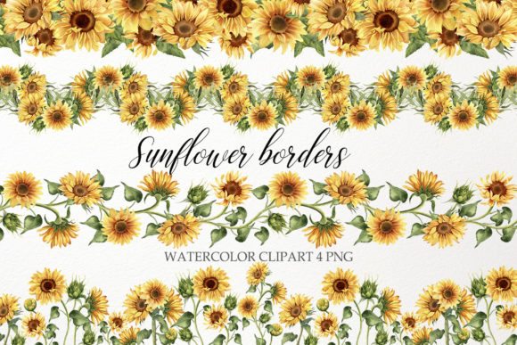 Download Sunflower Border Clipart. Watercolor PNG - Flower Collection