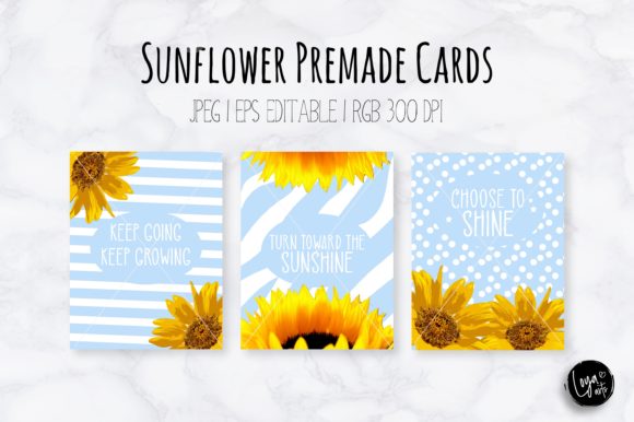 Download Blue Sunflower Premade Greeting Cards - Flower Collection