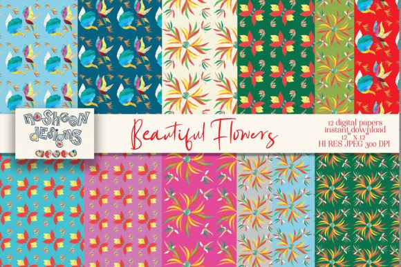 Download Flowers Scrapbook Digital Paper Pack - Scrapbook digital paper Collection
