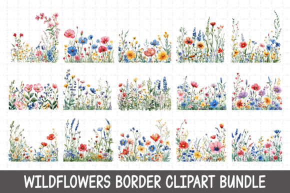 Download Wildflowers Border Clipart Bundle PNG - Flower Collection