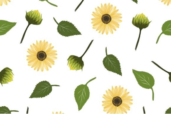 Download Sunflower Seamless Pattern for Fabric - Flower Collection