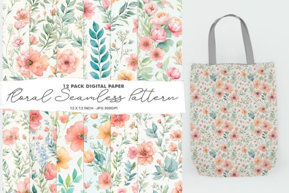 Download DIgital Paper Flower Watercolor Pattern - Flower Collection