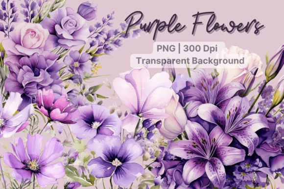 Download Purple Flowers Watercolor Flower Clipart - Flower Collection