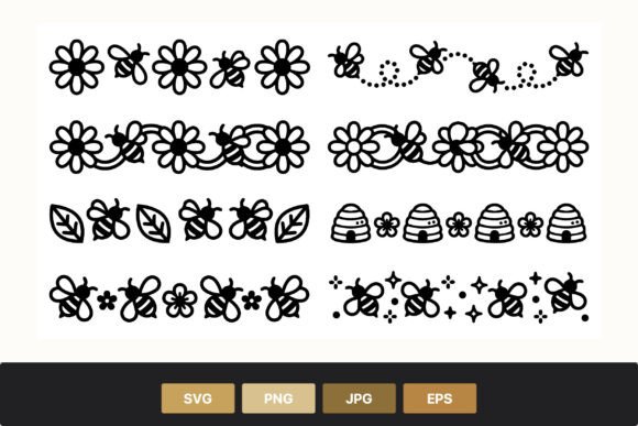 Download Bee and Flower Border Vector - Flower Collection