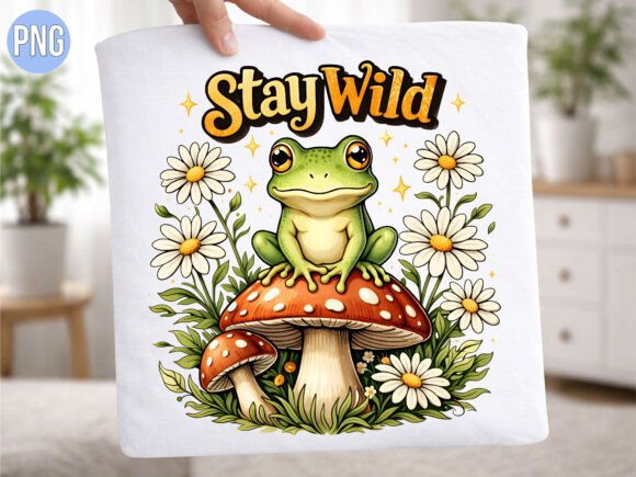 Download Stay Wild Frog Mushroom Daisy Flower PNG - Flower Collection