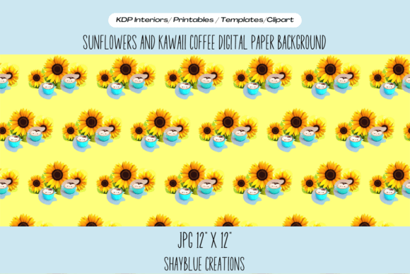 Download Sunflower and Kawaii Coffee Background - Flower Collection