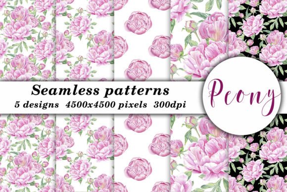 Download Peony Rose Flower Watercolor Pattern JPG - Flower Collection