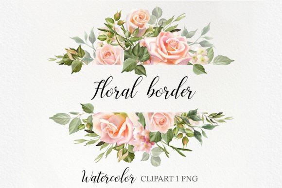 Download Watercolor Blush Rose Flower Border - Flower Collection