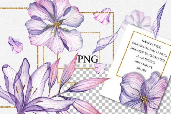 Download Watercolor Flowers and Gold Clipart, PNG - Flower Collection
