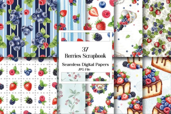 Download Berries Scrapbook Digital Paper - Scrapbook digital paper Collection