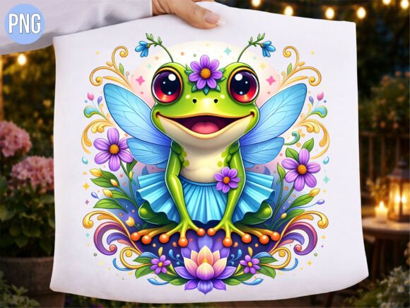 Download Cute Fairy Frog Lotus Wings Flower PNG - Flower Collection