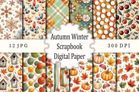 Download Autumn Winter Scrapbook Digital Paper - Scrapbook digital paper Collection