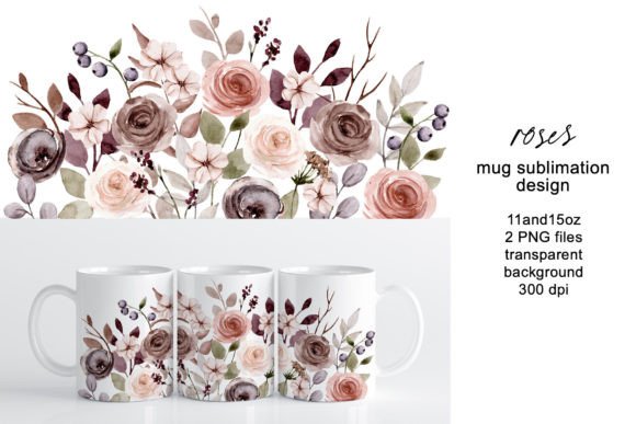 Download Mug Sublimation Design with Flowers Rose - Flower Collection