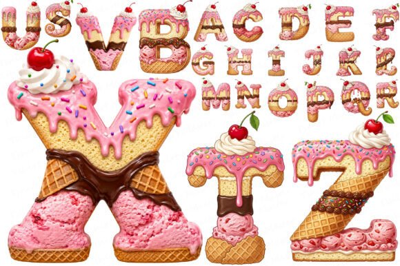 Download Ice Cream Sweets Alphabet Clipart - Ice cream Collection