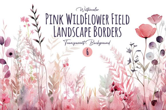 Download Watercolor Pink Wild Flower Border Png - Flower Collection