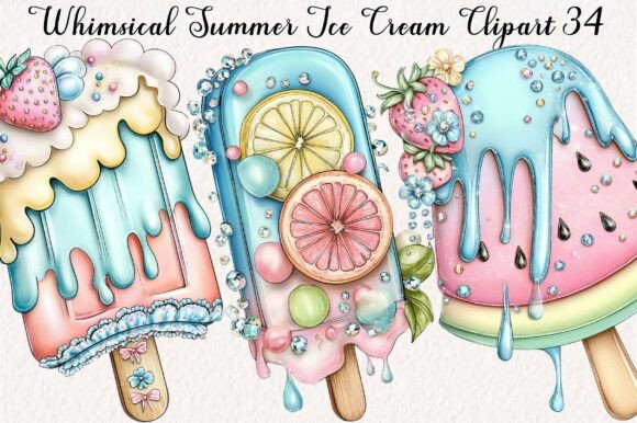 Download Whimsical Summer Ice Cream Clipart - Ice cream Collection
