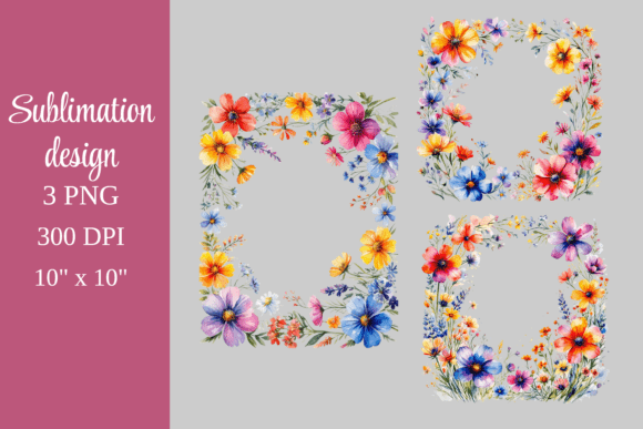 Download Watercolor Flower Border Clipart Set PNG - Flower Collection