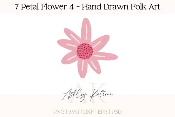 Download 7 Petal Flower 4 - Hand Drawn Folk Art - Flower Collection