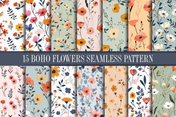 Download Boho Flowers Seamless Pattern - Flower Collection