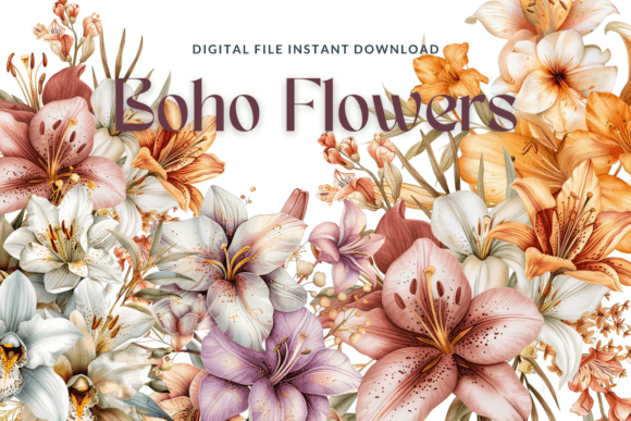 Download Watercolor Boho Flowers Clipart - Flower Collection
