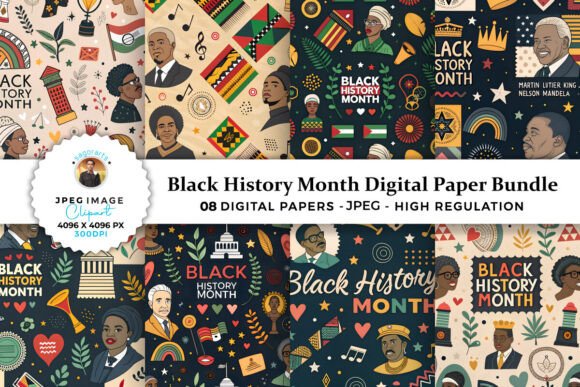 Download Black History Month Digital Paper Bundle - Black history month digital paper Collection