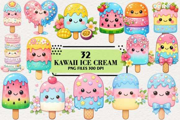 Download Kawaii Pastel Ice Cream Clipart Bundle - Ice cream Collection