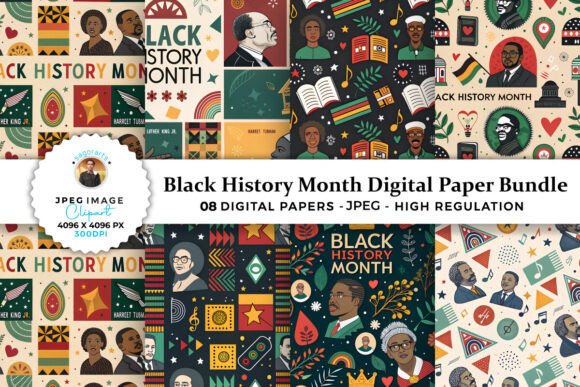Download Black History Month Digital Paper Bundle - Black history month digital paper Collection